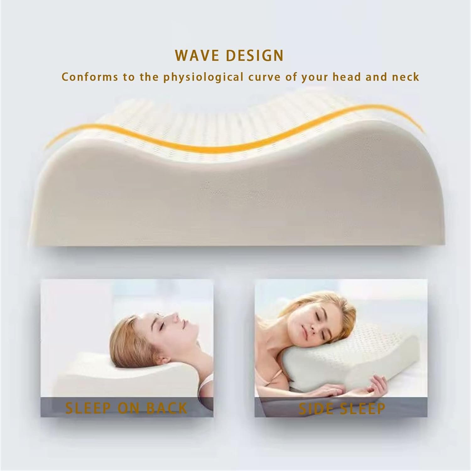 Natural Latex Pillow Contour Pillow for Sleeping Side Back Stomach Pillow Organic Ergonomic Pillow with Pillow case Liner